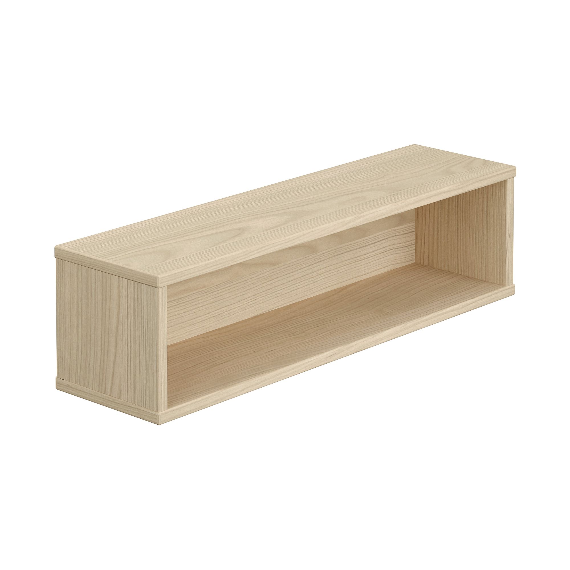 Wandregal  Wandbox  rechteckig lang in Scandinavian-Wood Offenes rechteckiges Wandregal aus hellem Holz mit einfachem, minimalistischem Design.