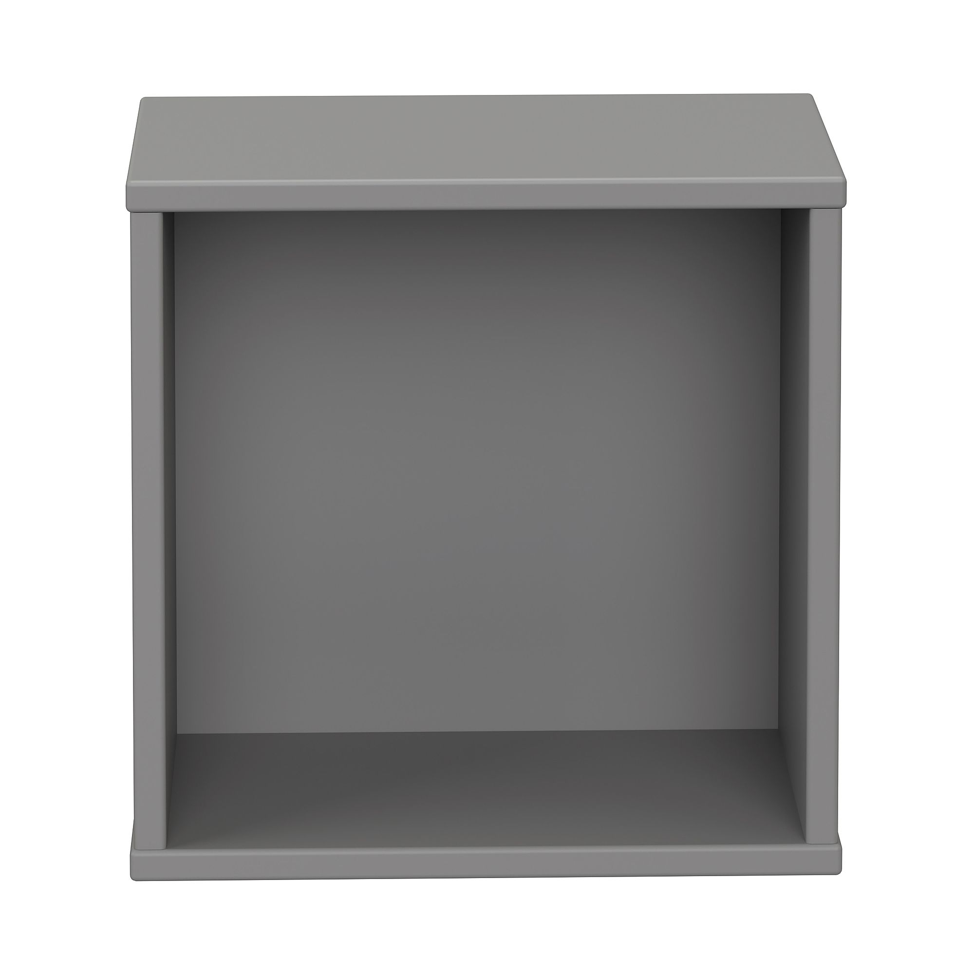 Wandregal  Wandbox  quadratisch in Schiefergrau Ein graues, leeres, quadratisches, offenes Regal von vorne gesehen.