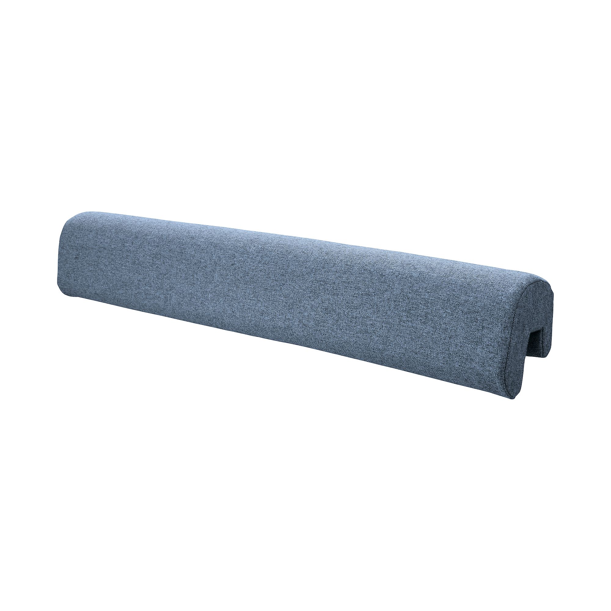 Kopfschutz Kissen für Wickelaufsatz, Mikrofaser Tintenblau Long, blue-gray, fabric-covered cushion with a slot on one end, on a white background.