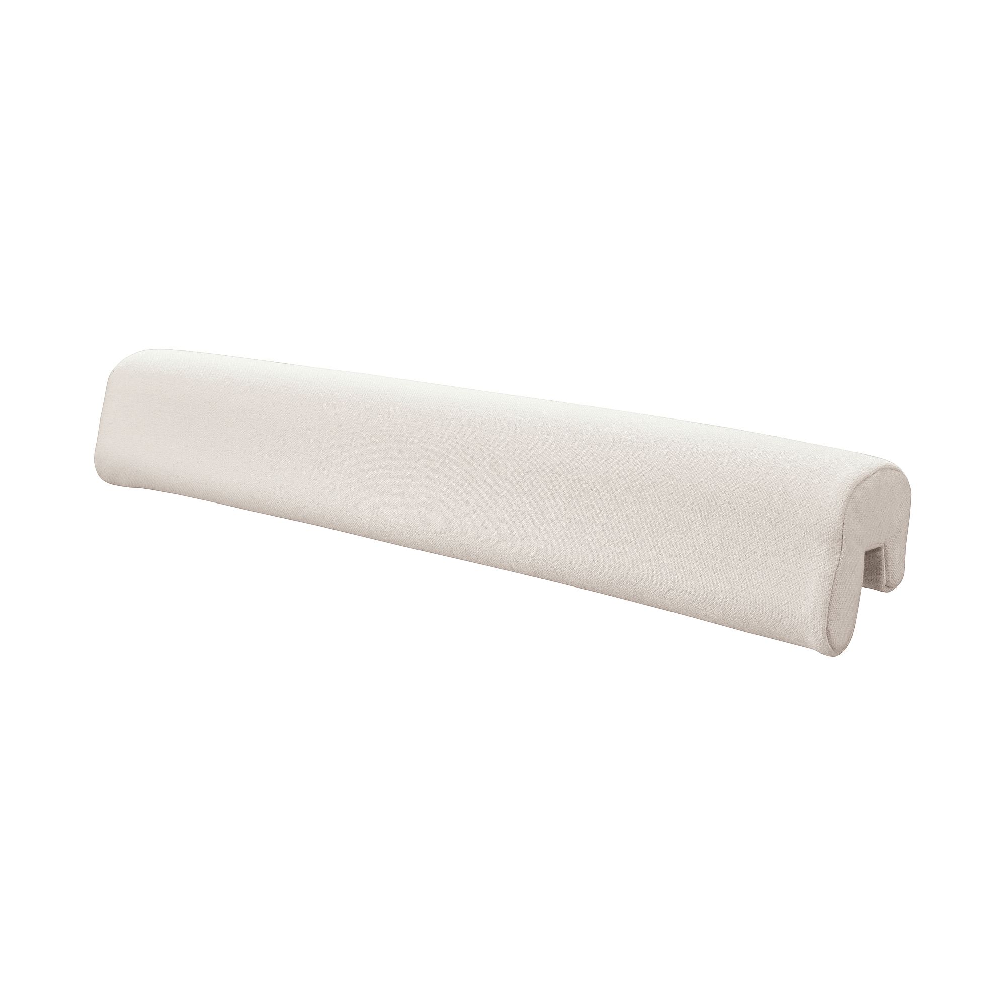 Long, white, soft foam bed rail guard for childrens safety on a white background.