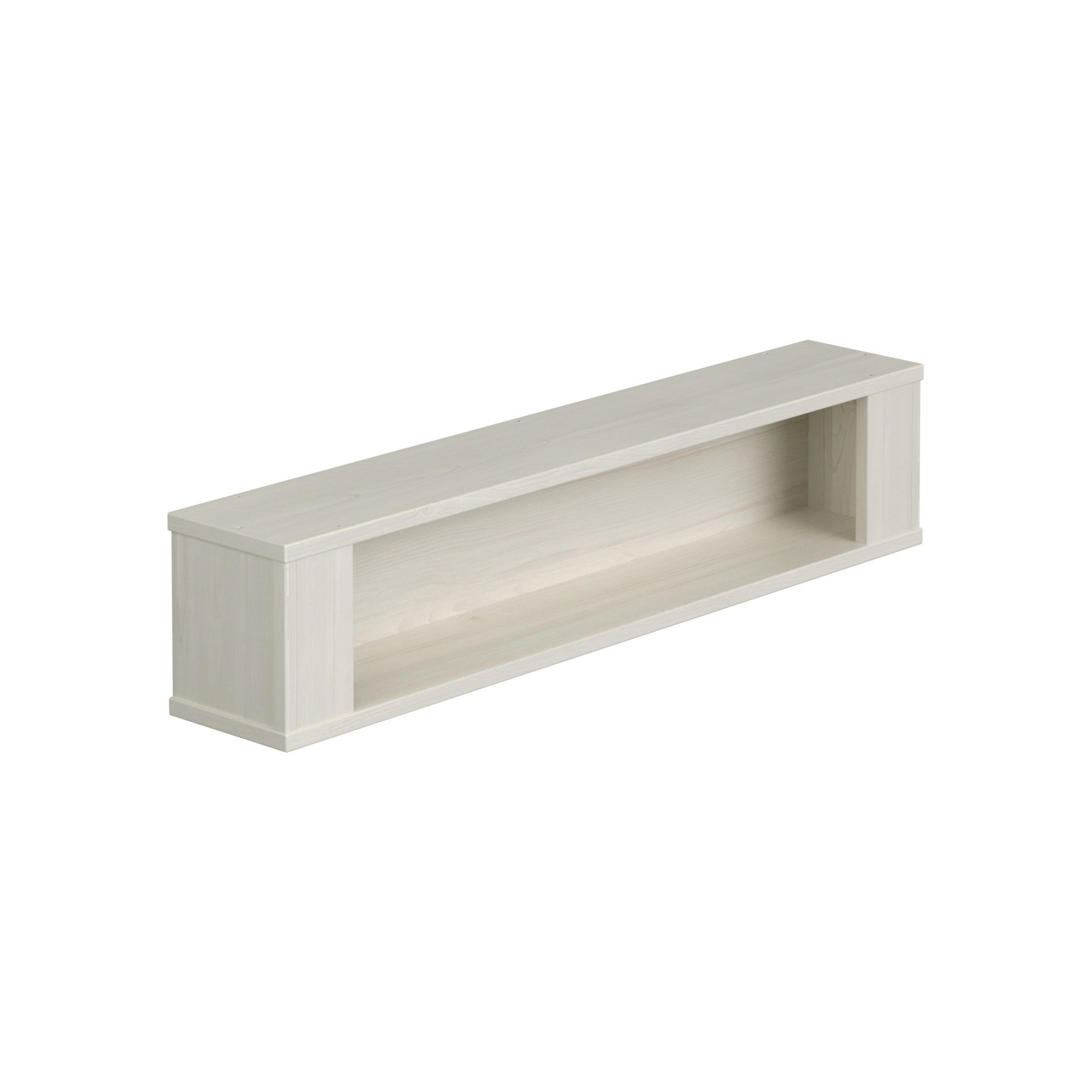 Rechteckiges Wandregal aus hellem Holz mit offener Front und einfachem Design.