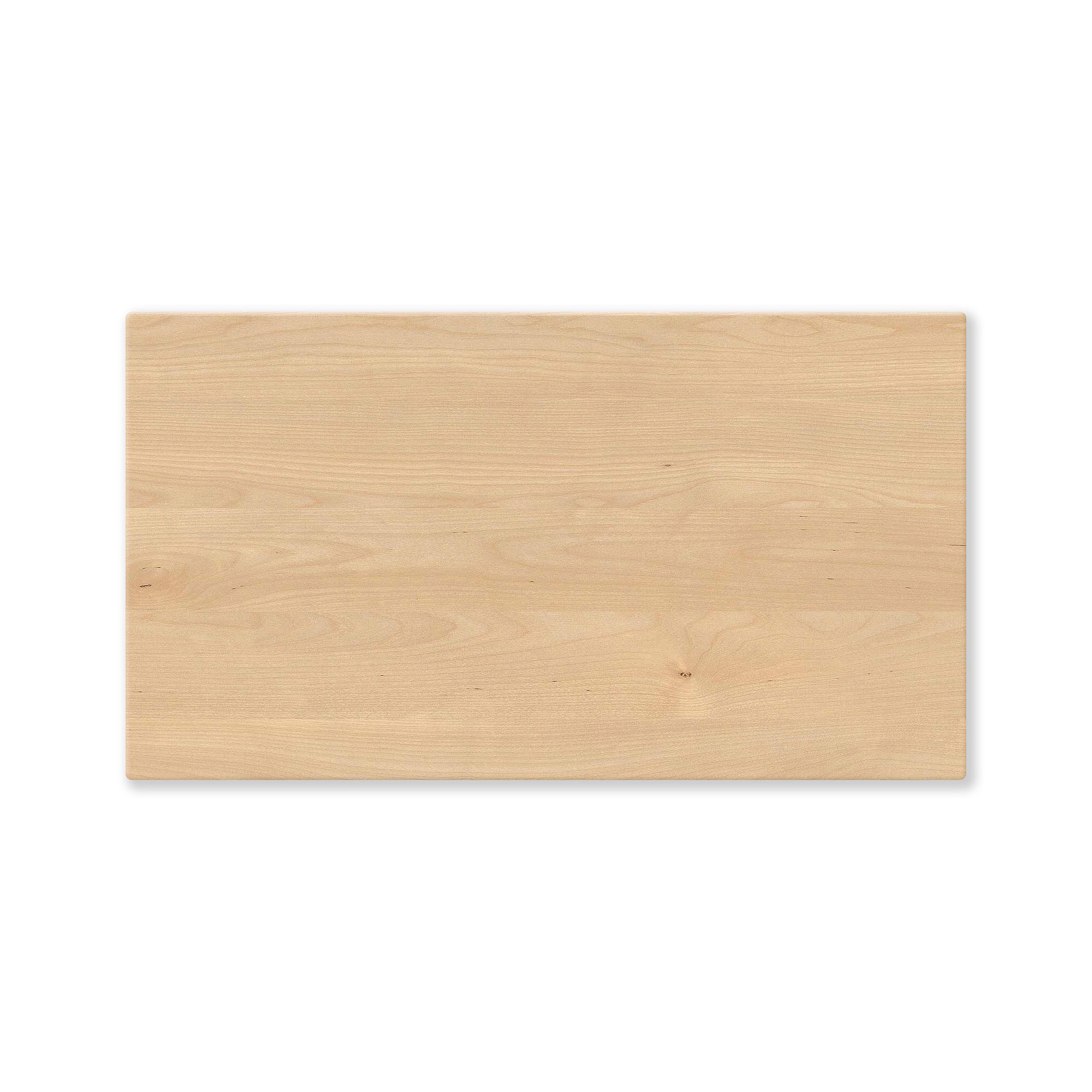 Eine rechteckige Tischplatte aus hellem Holz mit einer glatten, natürlichen Oberfläche.