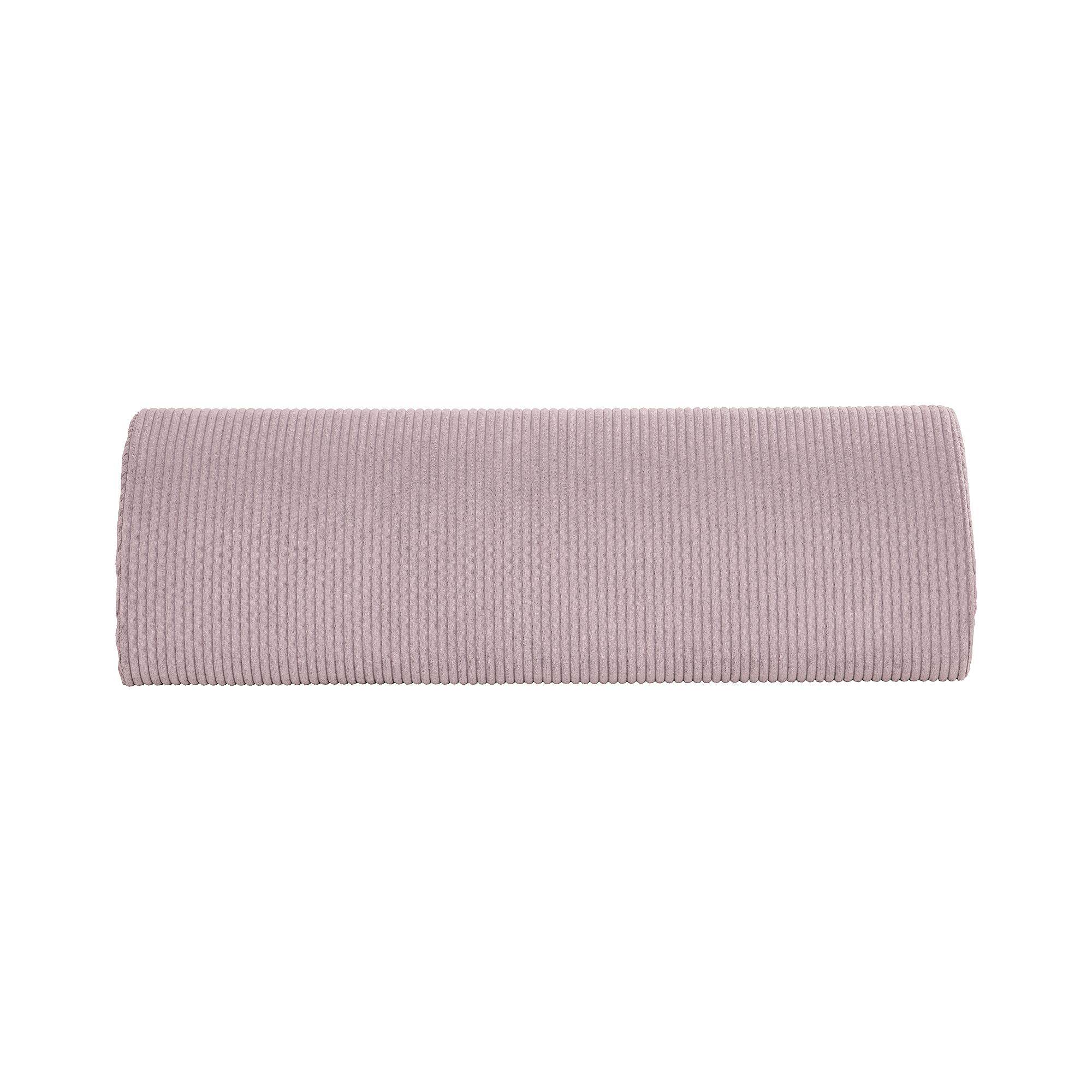 Hellrosa gerippte rechteckige Kupplungstasche auf weißem Hintergrund.