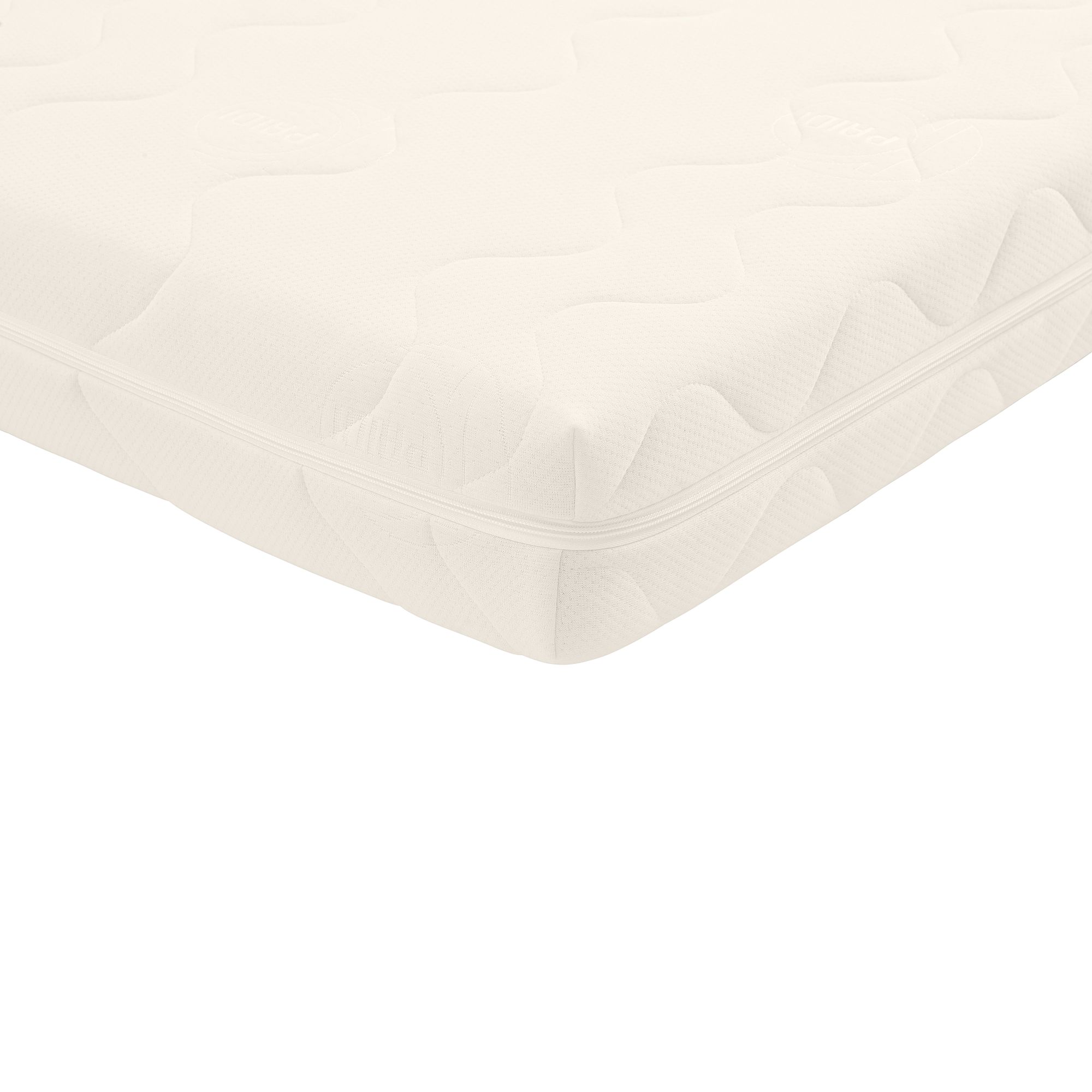 Matratze  Jugendmatratze Mehrzonen Kaltschaum in 90 x 200 cm Nahaufnahme einer weißen Matratze mit einer strukturierten, gesteppten Oberfläche.