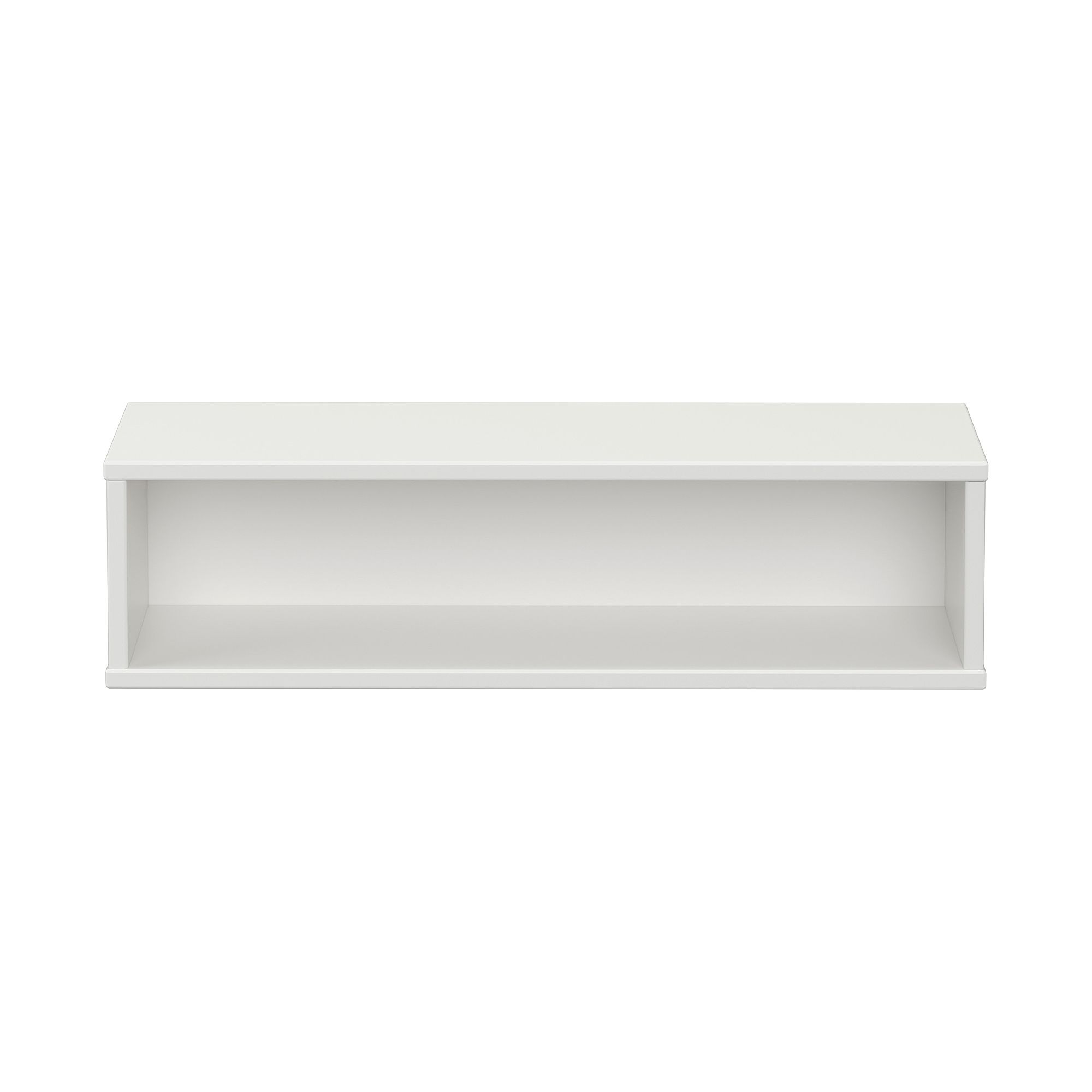 Wandregal Wandbox, rechteckig lang, 70 x 18,5 cm, Off-White White rectangular wall shelf with open front, viewed from the front.