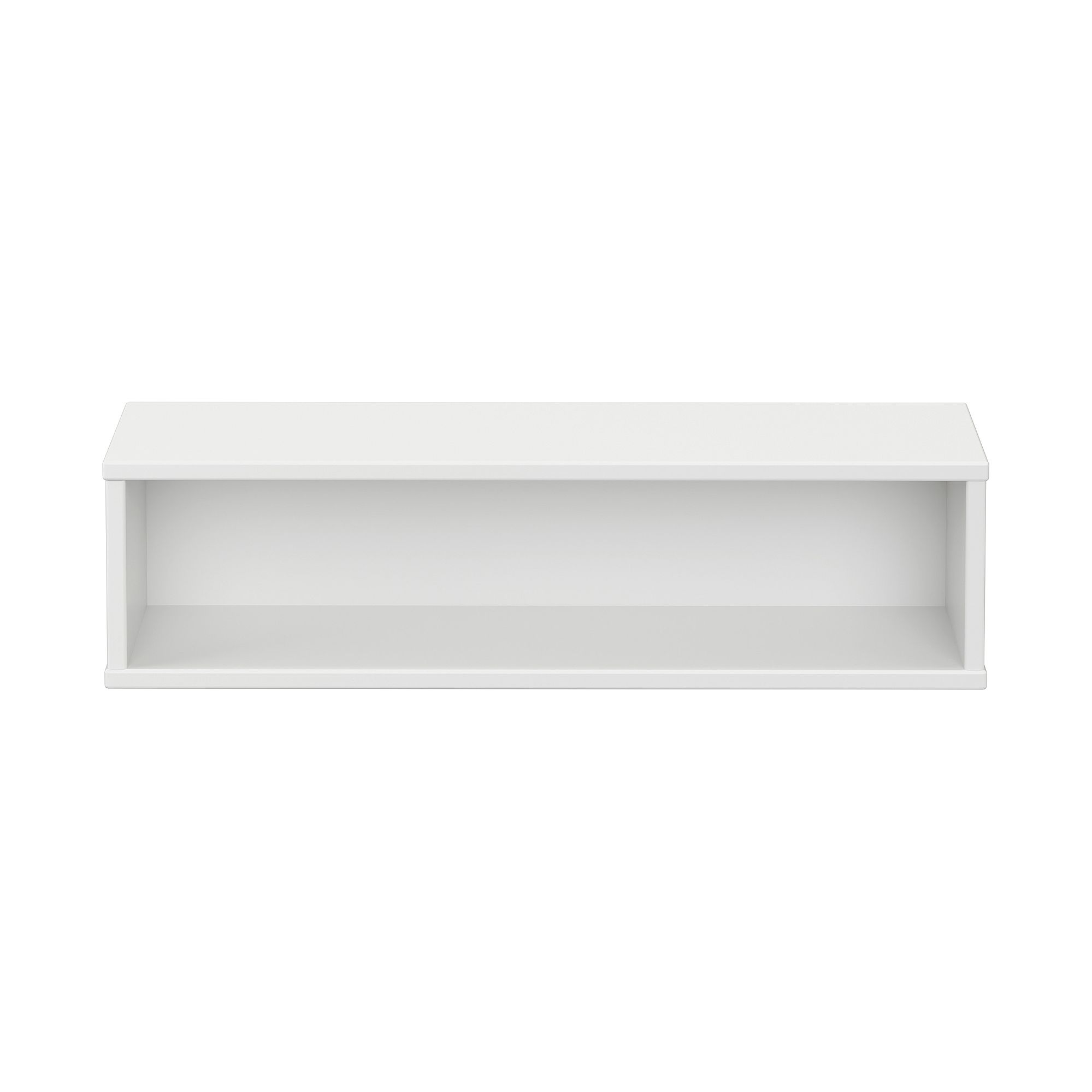 Wandregal Wandbox, rechteckig lang, 70 x 18,5 cm, Kreideweiß White rectangular open wall shelf with a simple, minimalist design.