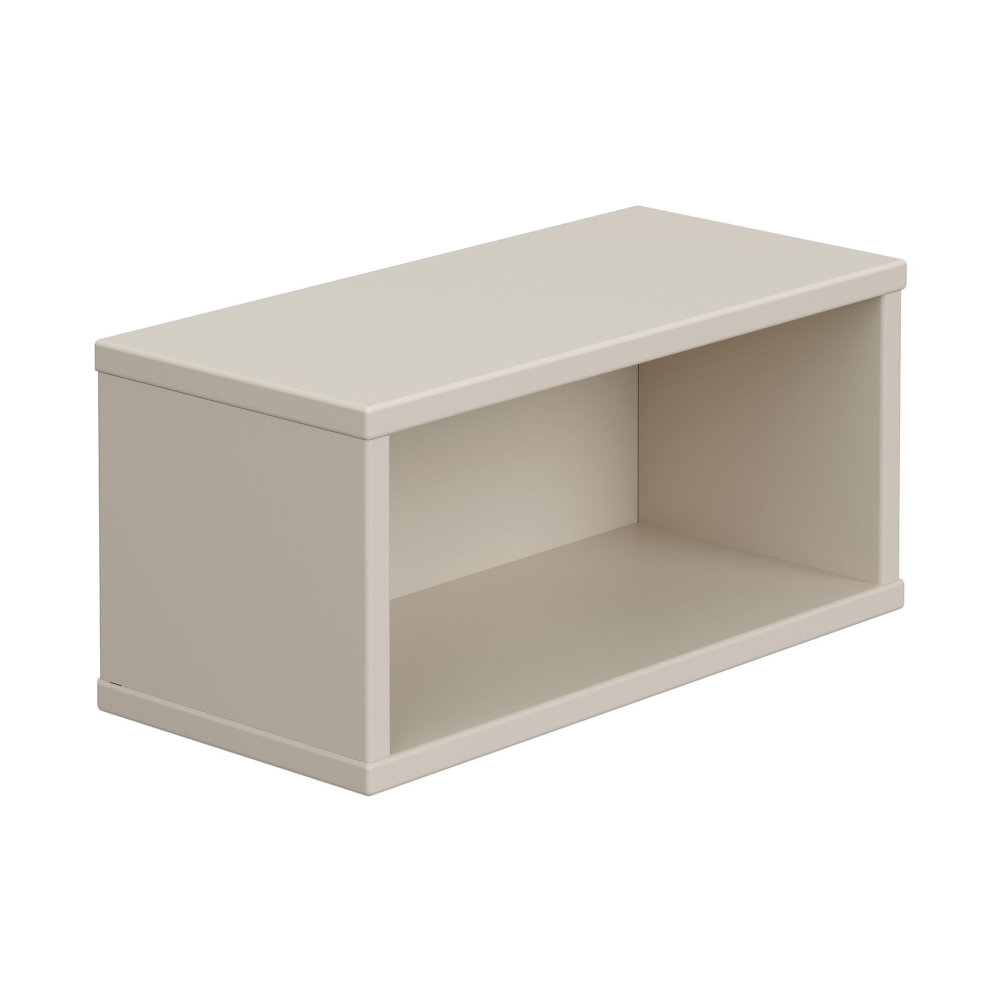 Wandregal  Wandbox  rechteckig  in Cashmere-Beige Beigefarbenes rechteckiges offenes Regal mit einem einzigen Fach auf weißem Hintergrund.