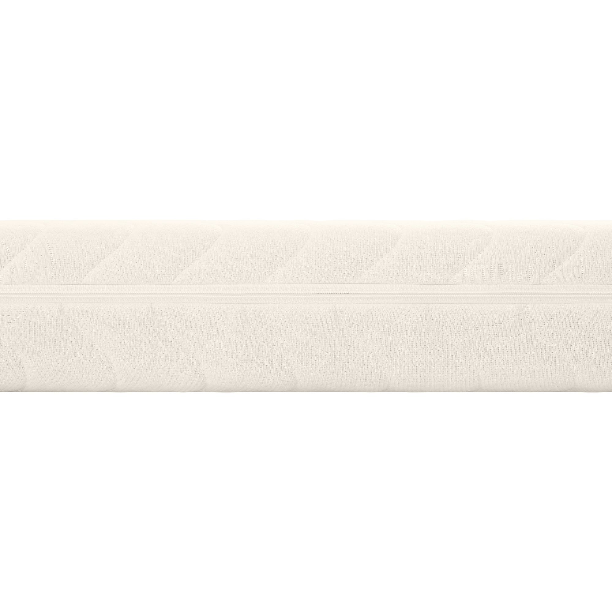 Matratze  Jugendmatratze Mehrzonen-Kaltschaum-Twin in 120 x 200 cm Nahaufnahme einer weißen Matratze mit einem subtilen, strukturierten Steppmuster.