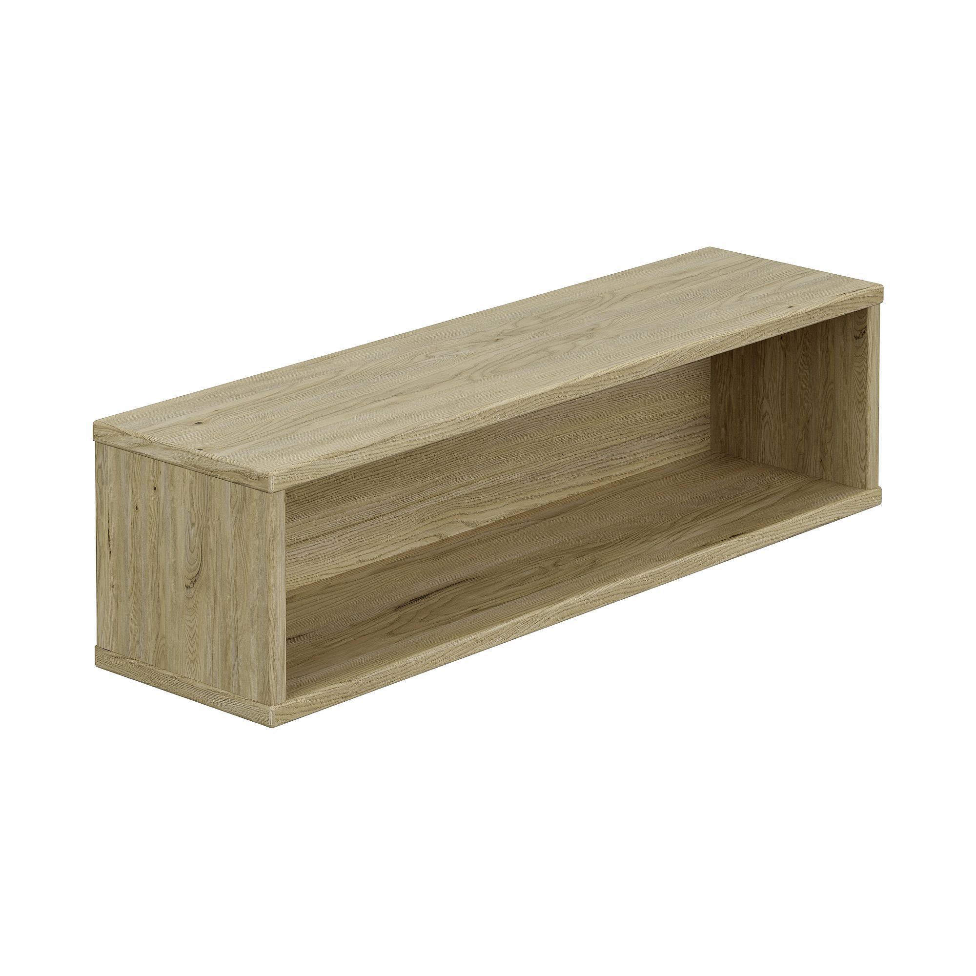 Wandregal  Wandbox  rechteckig lang in Eiche-Montana Rechteckiges offenes Regal aus hellem Holz mit einfachem, minimalistischem Design.