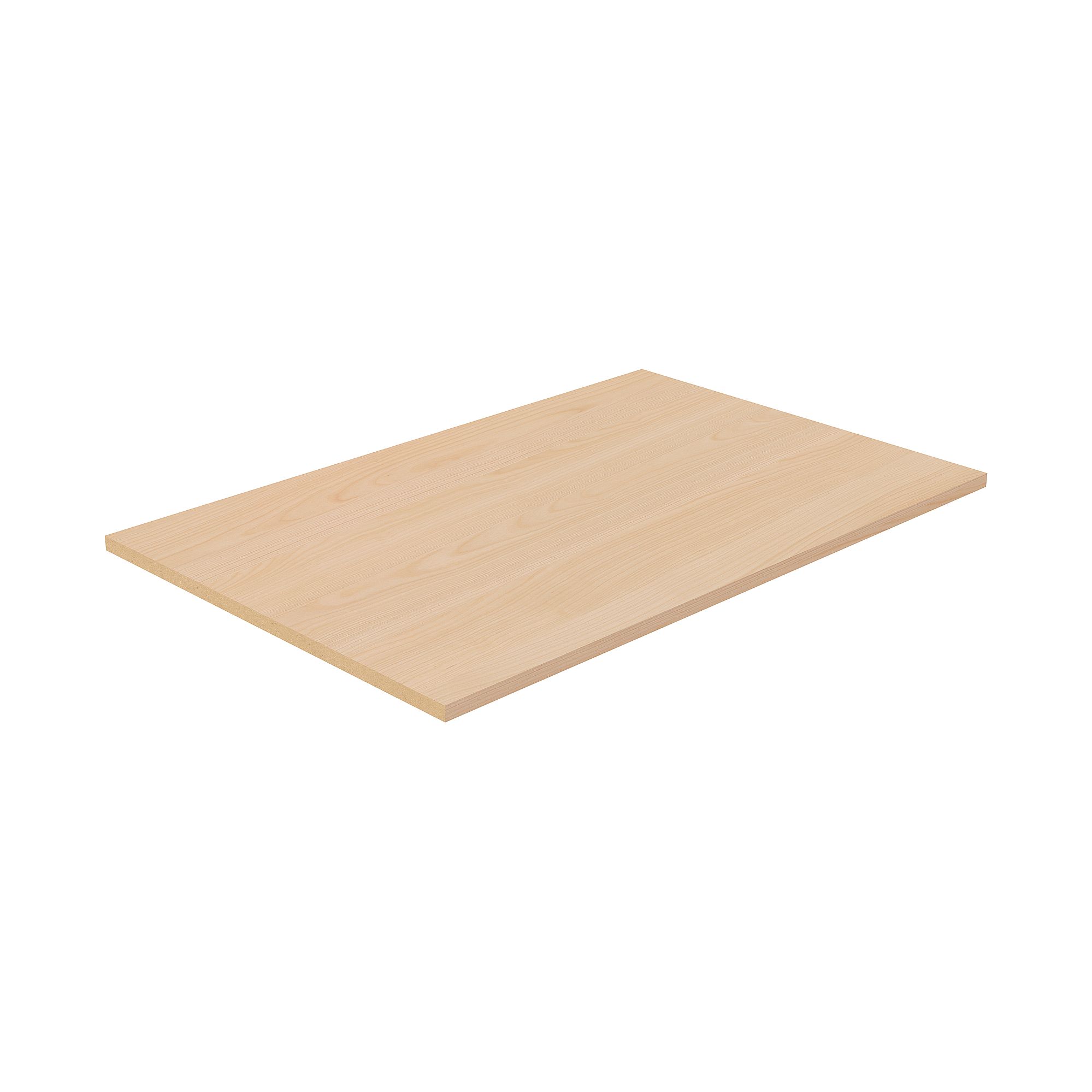 Rectangular light wood board on a white background.