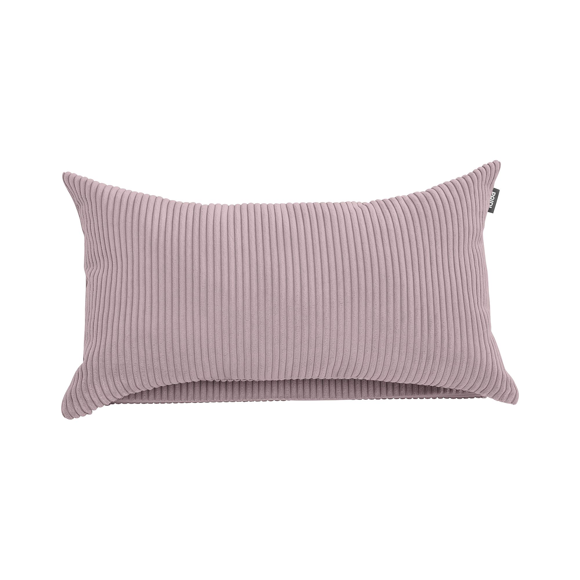 Rechteckiges mauvefarbenes, geripptes Kissen mit weichem, strukturiertem Stoff.